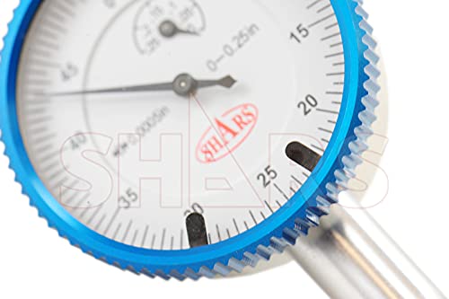Shars 0.25" High Precision Dial Indicator, .0005" Graduation, AGD1 Travel Lug Back 303-3101A P]
