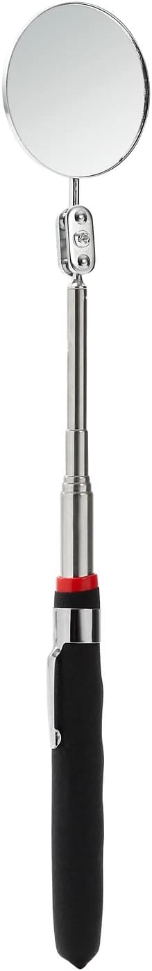Juvale Inspection Mirror Tools - 2-Pack, 2 in Round Heads & 24.5 in Telescoping Handles - Machinist Tools & Mechanics Mirror for HVAC, Auto & Weld Inspection