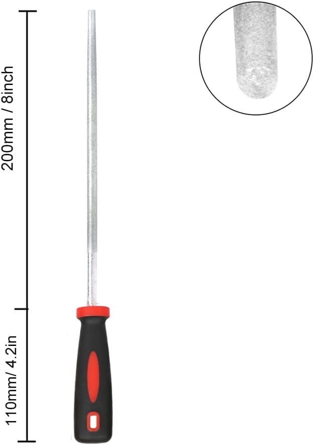 YKLP 8inch Diamond Coated Round File Plastic Handle Hand Tools for Grinding on Glass, Stone, Marble, Rock, Bone 120 Grit2