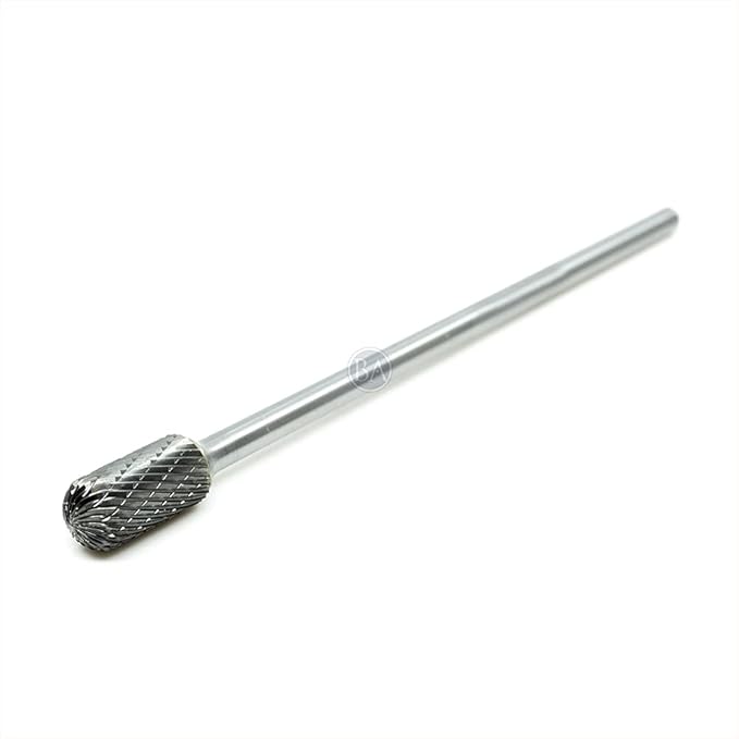 Benchmark Abrasives 6” Cylindrical Ball Nose Shape Double Cut Tungsten Carbide Die Grinder Bits Metal Deburring Tool Rotary Burr, 1/4 Inch Shaft, Engraving Tool for Woodworking Shaping Carving (SC-5)