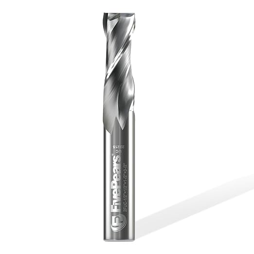 FivePears Up Cut Spiral Router Bit for CNC, 1/2 inch Cutting Diameter and 1-1/2 inch Cutting Length 1/2 inch Shank Carbide End Mill Router Bit for Wood Carving Engraving Grinding Grooving