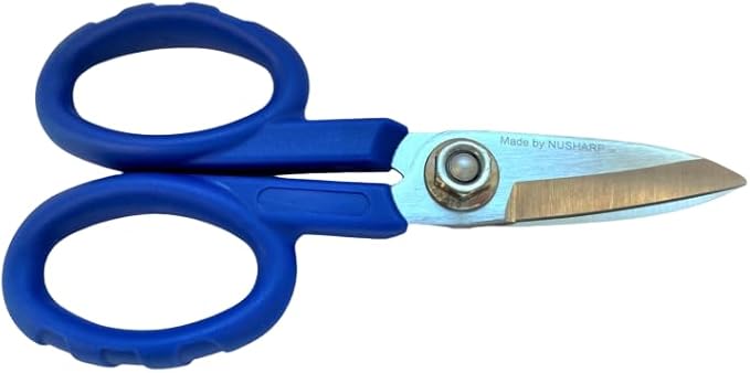 Elfcam® - Kevlar Scissors for Fiber Optics, Super Multi Cutter Made in High Carbon Alloy Steel, Serrated Blade Shear for Gripping Materials, Manufactured by Nusharp (KS-1)