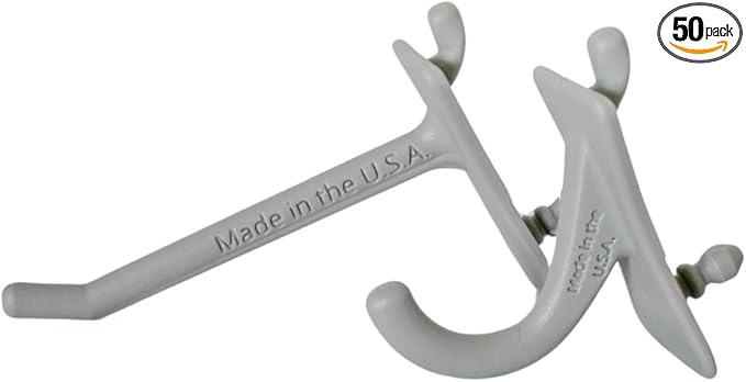 PegPro® J & 2" Hooks Kit for Modern Plastic or Metal Pegboard – Durable Plastic Pegboard Hooks - For Garage, Kitchen, Craft Room, and more (J & 2" Hooks - 50 Pack, Gray)