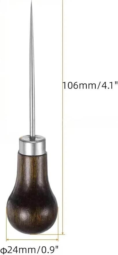 Wooden Handle Scratch Awl for Leather Punch Hole or DIY Handmade (Gourd Awl)