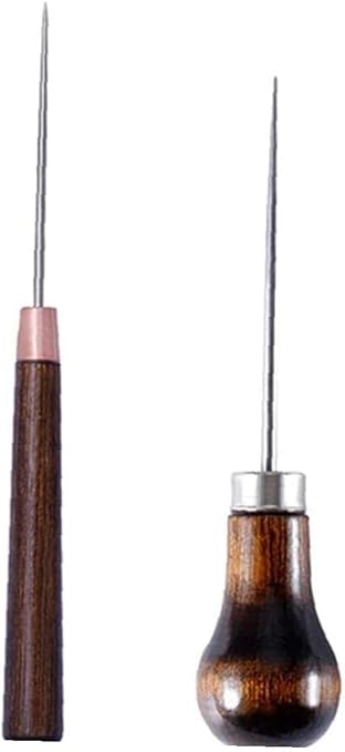 2Pcs Brown Scratch Awl Wooden Handle Pin Stamping Tool for Leather Craft Cloth Design Marking and Tracing Tools Sewing Tools, Sewing Notions and Supplies
