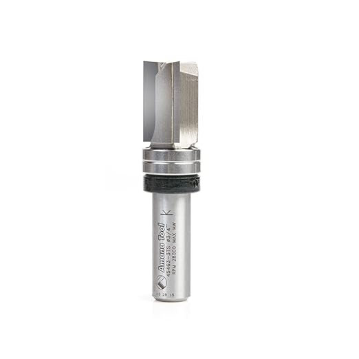 Amana Tool 45463-3TS Carbide Tipped Flush Trim Plunge Template Router Bit 3/4 Dia x 1 Inch x 1/2 Shank with Upper Ball Bearing 3 Flute