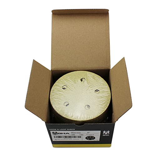 BHA 5" Inch 5 Hole Hook and Loop Sanding Discs for Orbital DA Sanders - 100 Pack (600 Grit)