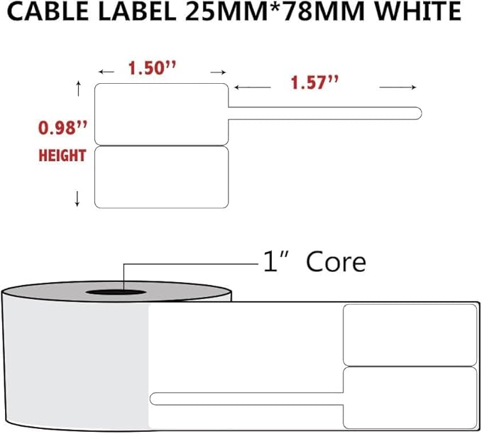 100 Pcs Cable Labels - Waterproof Wire Cord Label, Tear Resistant Wire Labels, Self Adhesive Cord Organizing Label, for Cable Management, Compatible with PUQU AQ20 Label Makers(Green) 25x78mm