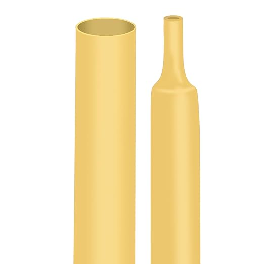 XHF 1 Inch 4Ft 3:1 Waterproof Heat Shrink Tubing Roll Marine Grade Adhesive Lined Heat Shrink Tube, Insulation Sealing Oil-Proof Wear-Resistant Yellow