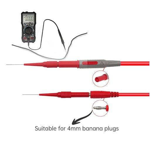 Test Probes Insulation Piercing Needle, Yosoo Sharp Stainless Steel Needle Tipped Tip Multimeter Probes Test Leads Flexible Silicon Back Probe Pin for Multimeters 1 Pair
