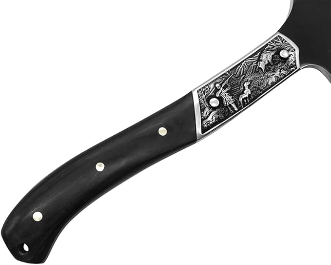 Black Chopping Axe, Full Tang Wooden Handle Wood Splitting and Cutting, Camping Outdoor Hatchet with Sheath, Retro Design for Bushcraft Axes
