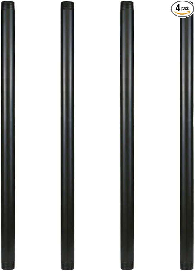 GeilSpace 1" × 28" Pre-Cut Black Metal Pipe, Industrial Steel Fits Standard One Inch Black Threaded Pipes and Fittings - Vintage DIY Industrial Shelving (1" × 28")