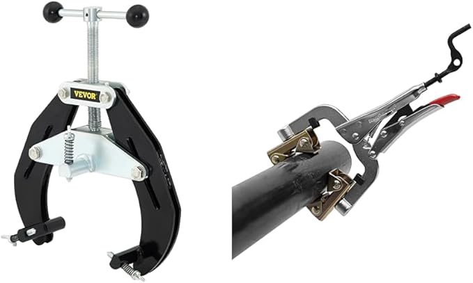 VEVOR Pipe Clamp, 2 to 6 in, High Strength Ultra Clamp with Quick Acting Screws & Strong Hand Tools PG622V 6" Pipe Plier, Two Fixed V-Pads, 2" Throat Depth, 1"–2" Clamping Capacity, M8 Thread