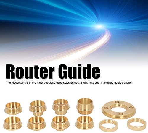 BTER Router Template Guide Set, 11pcs Solid Brass Template Guide Bushing Set, Portable Router Guide Bushing Kit with Carrying Case, Lock Nuts & Template Guide Adapter for Hinge Routing, Dovetailing