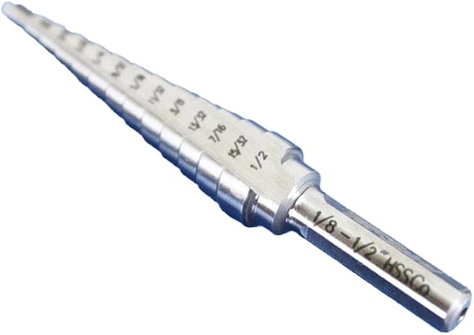 TEMO M35 Cobalt Double Flute Step Drill, 13 Size 1/8 Inch To 1/2 Inch, 1/4 Inch Shank