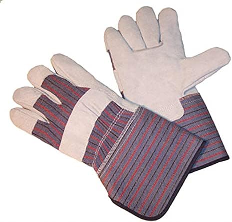 5 Pair Pack Leather Palm Work Gloves Cowhide Leather Suede Finish A Grade Premium