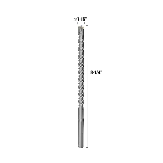 CSOOM SDS Plus Rotary Hammer Drill Bit 7/16"x8.27", Professional Concrete Drill Bit for Concrete, Brick, Stone and Cement Walls