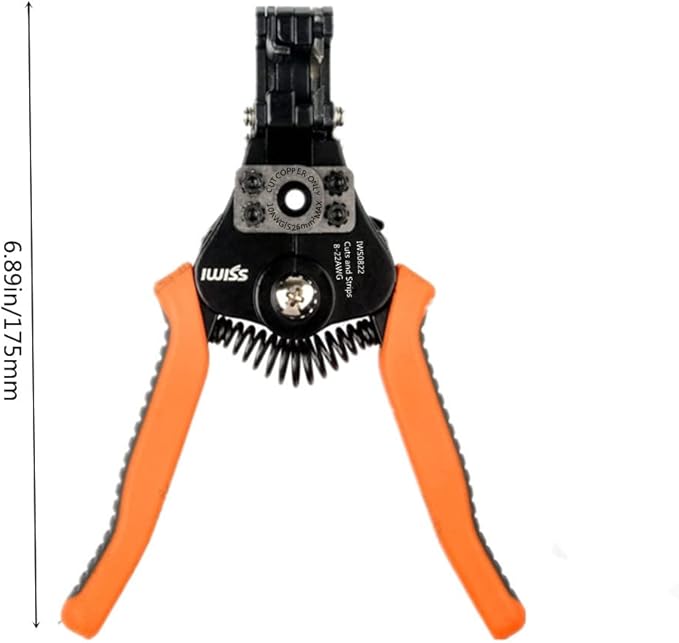 szhdxsy IWS0822 Manual Wire Stripper and Cutter, Multifunctional Electrical Stripper, Peeling Device, Wire Stripping Pliers, Wire Cutter, Orange, Alloy Steel & Plastic