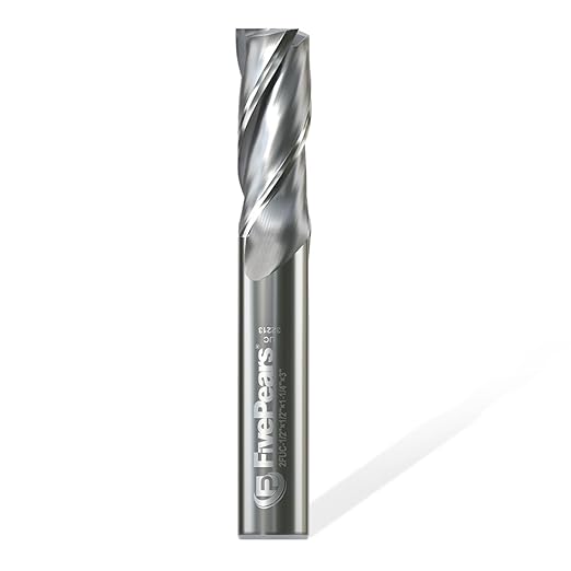 FivePears Up Cut Spiral Router Bit for CNC, 1/2 inch Cutting Diameter and 1/2 inch Cutting Length 1/2 inch Shank Carbide End Mill Router Bit for Wood Carving Engraving Grinding Grooving