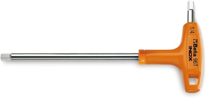 Beta 96TINOX Stainless Steel High Torque T-Handle Hex Key Allen Wrench, SAE 3/16"