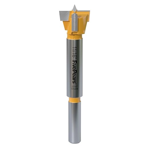 FIVEPEARS 1 Count 5/16 inch Shank 11/16 inch Cutting Diameter Carbide Tipped Forstner Bit Wood Hole Saw Auger Opener Hinge Hole Cutter for Woodworking, Plastic, Plywood Products