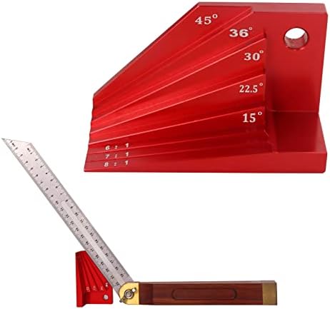 Aluminum Alloy Bevel Gauge Block, Universal Angle Finder for Router and Table Saw Woodworking Angles for 1:6, 1:7, 1:8 Miter Angles of 15°, 22-1/2°, 30°, 36° and 45°