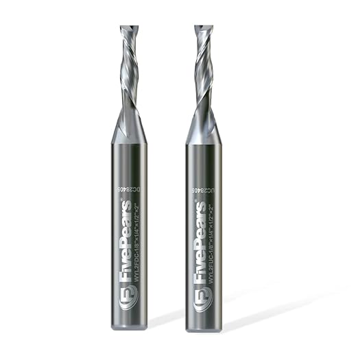 FivePears Up&Down Cut Spiral Router Bits Set for CNC, 1/8 inch Cutting Diameter and 1/2 inch Cutting Length 1/4 inch Shank Carbide End Mill Router Bit for Wood Carving Engraving Grinding Grooving