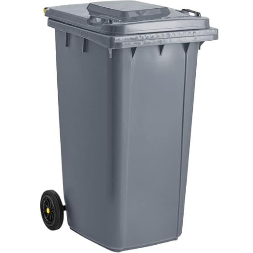 PRO&Family Wheeled Outdoor Trash Can Garbage Can Garage Trash Can for Restaurants/Hospitals/Offices/Back of House/Warehouses/Home (Gray, 64 Gallon)