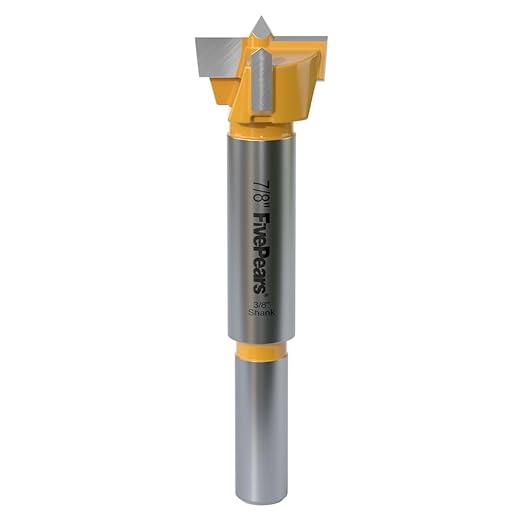 FivePears Forstner Drill Bit 3/8 inch Shank, 7/8 inch Cutting Diameter, Carbide Tipped Wood Hole Saw Auger Opener, Hole Opener Hinge Hole Cutter for Woodworking, Plastic, Plywood Products