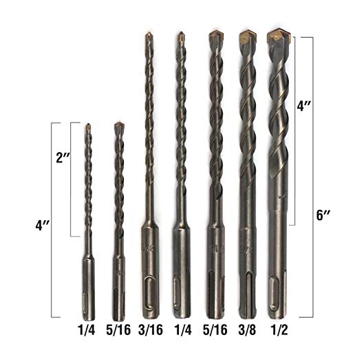 DrillForce 10pcs 1/4 inch x 6 inch SDS Plus Hammer Drill Bits, Rotary Hammer Drill Bits, Ideal for Drill Holes into Masonry, Concrete, Brick & Cinder Block.