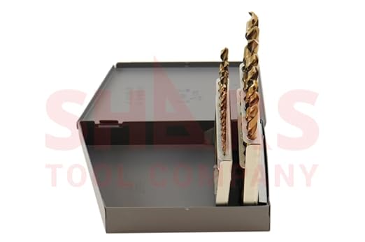 Shars 1/16-3/8" by 64ths 21 Pcs M35 Cobalt Heavy Duty Black & Gold Finish Jobber Drill Set 135° Point Angle 404-2204 New P(