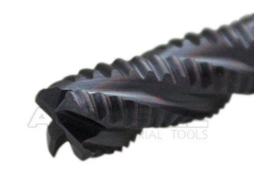 Accusize Industrial Tools 1/4 inch Fine Tooth M42 8% Cobalt Tialn Roughing End Mill, 3/8 in Shk Dia, 3/4 in Flute Length, 4 Flute, 1104-0014