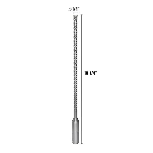CSOOM SDS Plus Rotary Hammer Drill Bit 1/4"x10.24", Professional Concrete Drill Bit for Concrete, Brick, Stone and Cement Walls