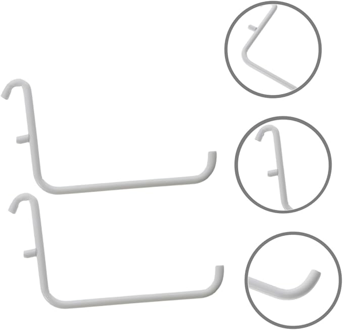 COHEALI Heavy Duty Hardware Bracket Hook Set - 3 Pack White Metal Hooks for Pegboard Tool Organization Easy Installation for Garage and Home Use