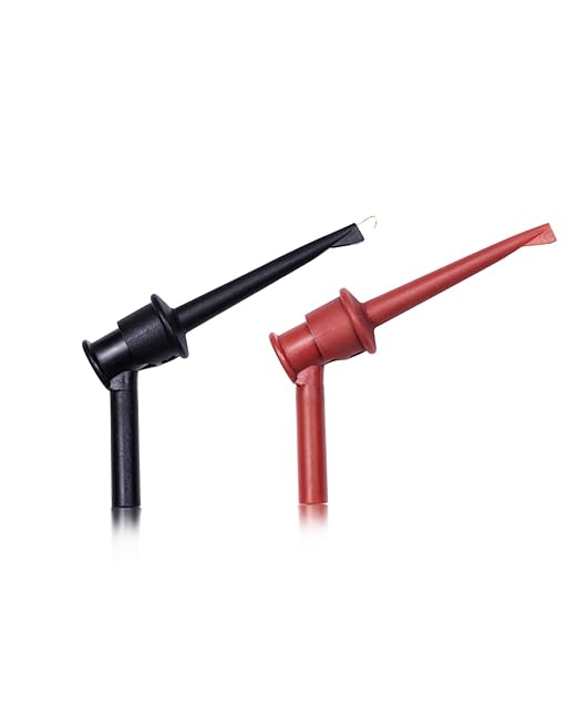 Mini Grabber Test Clip with 2MM Banana Jack, 2 PCS Multimeter Test Lead Hooks Clips Push on Test Probe Electronic Testing IC Grabber