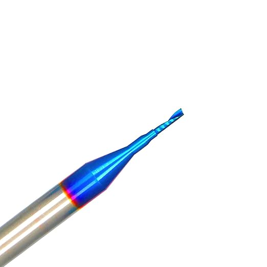 O Single Flute Upcut Spiral End Mill CNC Router Bit with NACO Coating for Acrylic Plastic Cutting with Mirror Finish (5, 1/16 D x 1/4 CH x 1/4 SHK x 2 L)