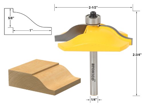 YONICO Raised Panel Cabinet Door Router Bits 2-1/2-Inch Diameter Ogee 1/4-Inch Shank 12134q
