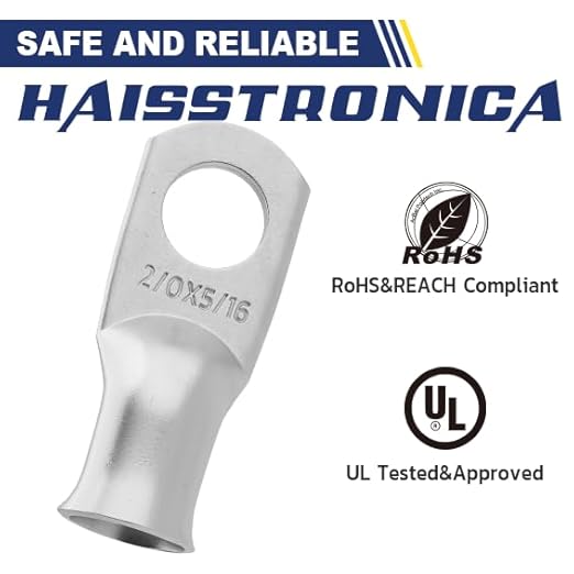haisstronica 10pcs 2/0 AWG - 5/16"(M8) Tinned Copper Battery Lugs
