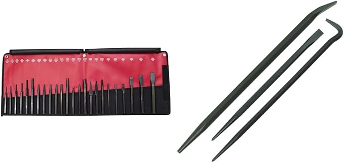 Mayhew Pro 24-Piece Punch & Chisel Kit, 3-Piece Line-Up Pry Bar Set