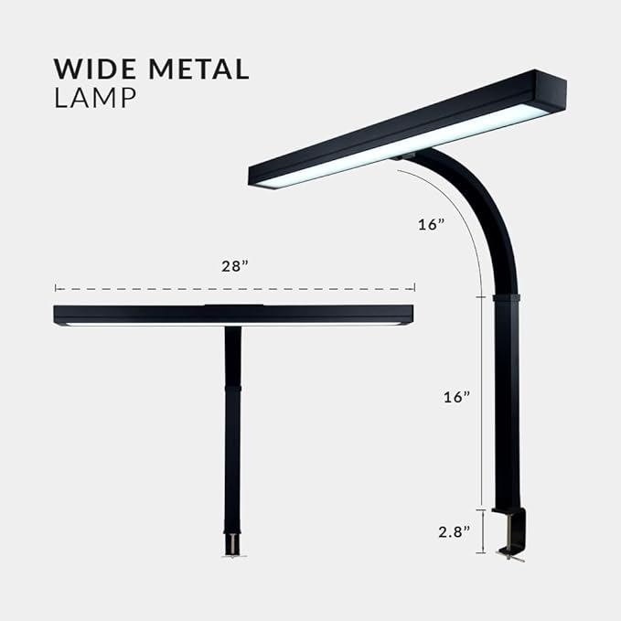 Neatfi (New Model) Flex Desk Lamp with Clamp, Dimmable, 3,000 Lumens 30W LED Monitor Light, 3000K-6500K Correlated Color Temperature, 5 Brightness Levels & 5 Light Modes (28 Inches, Black)