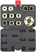 BTER Router Template Guide Set, 11pcs Solid Brass Template Guide Bushing Set, Portable Router Guide Bushing Kit with Carrying Case, Lock Nuts & Template Guide Adapter for Hinge Routing, Dovetailing