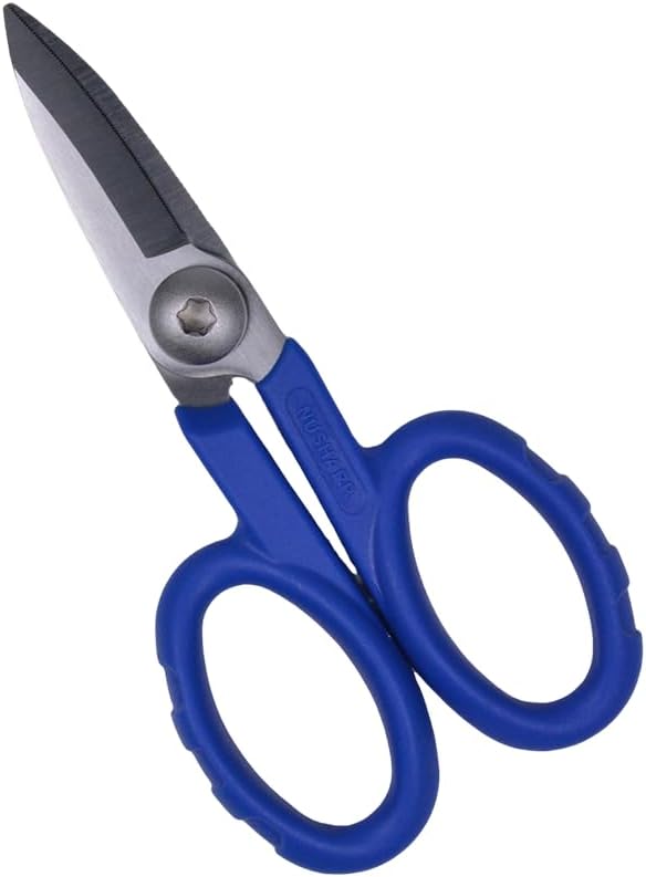 Elfcam® - Kevlar Scissors for Fiber Optics, Super Multi Cutter Made in High Carbon Alloy Steel, Serrated Blade Shear for Gripping Materials, Manufactured by Nusharp (KS-1)