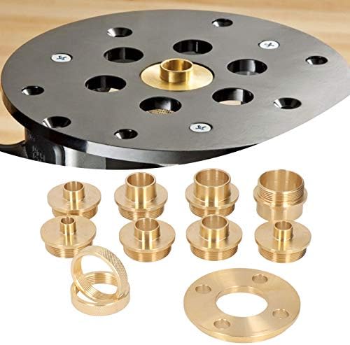 BTER Router Template Guide Set, 11pcs Solid Brass Template Guide Bushing Set, Portable Router Guide Bushing Kit with Carrying Case, Lock Nuts & Template Guide Adapter for Hinge Routing, Dovetailing
