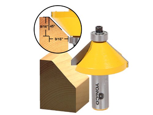 YONICO Chamfer Router Bits Edge Forming 45 Degree 1/2-Inch Shank 13107