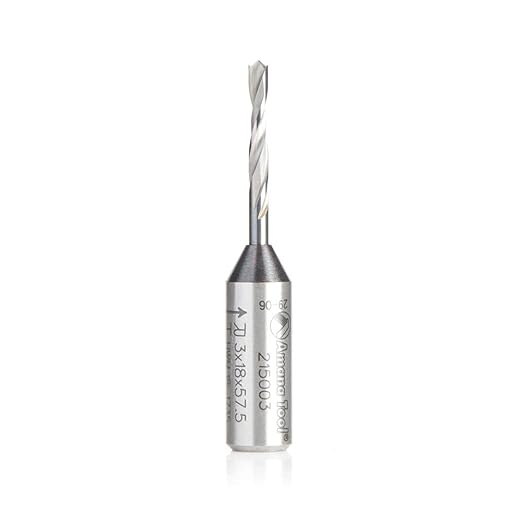 Amana Tool 217003 Solid Carbide Dowel Drill Boring Bit R/H 3mm D x 70mm Long x 10x25mm SHK