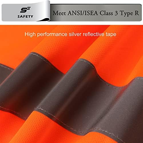 High Visibility Shirts for Men Class 3 Hi Vis Reflective Construction Shirts for Men with Pocket Safety T Shirt for Mens Work Shirt for Mens Short Sleeve