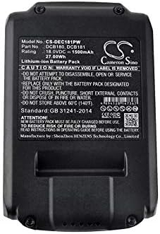 1500mAh Replacement Battery for DeWalt 120V MAX, 12V MAX Li-ion, 20V MAX, 60V MAX, CL3.C18S, DCB184, DCB184-XJ, DCB184-XR, DCD700, DCD710, DCD710D2-QW, DCD710N, DCD710S2, DCD740, DCD740B