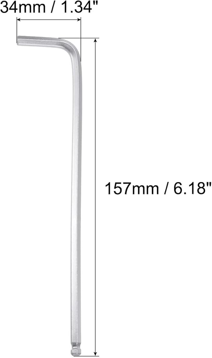TOP-VIGOR 1Pc 3/16" Ball End Hex Key Wrench, L Shaped Long Arm Allen Wrench for Household DIY, Professional Machine Repairing, CR-V