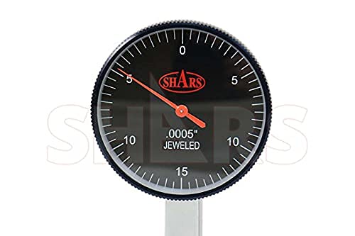 Shars .030" x .0005" Large Black Face Dial Test Indicator, 0-15-0 Dial Reading, 1.5" Face Diameter 303-3209B P
