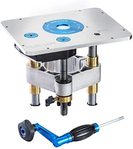 Rockler Pro Lift Router Lift - 9-1/4'' x 11-3/4'' Large Router Plate – Router Lift Kit For Kreg, Jessum, Woodpecker & Peachtree - Router Lift Systems w/Router Plate, Insert Ring, & Set of Hex Keys